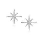 Bright Star Silver Earrings, White Rhodium, Premium Cubic Zirconia  + Give Magic Gift